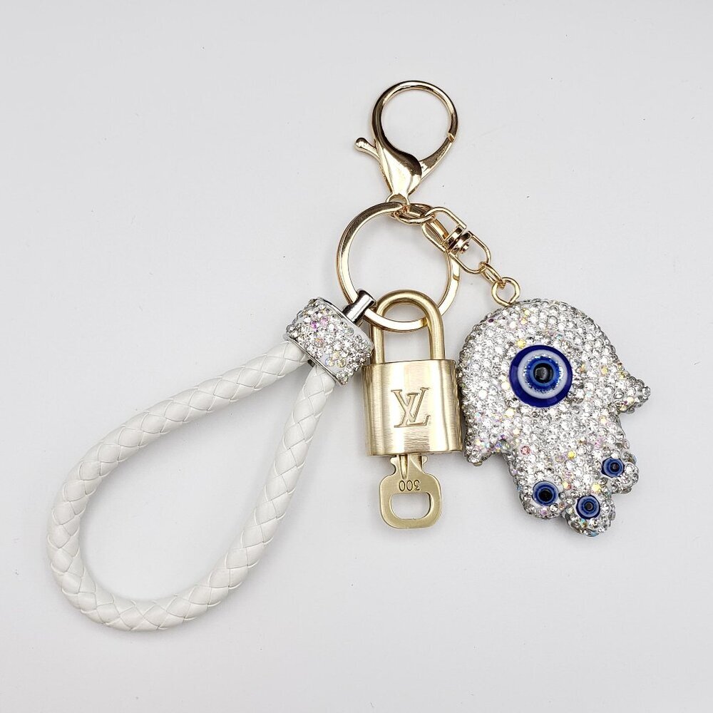 Authentic Louis Vuitton Lock & Key with unbranded Evil Eye Bagcharm